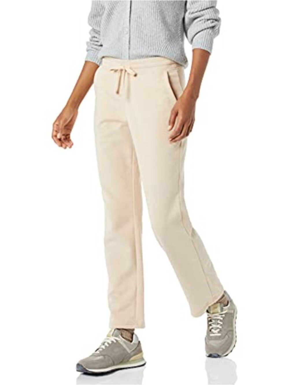 Women's Fleece Straight Leg Sweatpants Mid Rise Brushed Cotton Blend